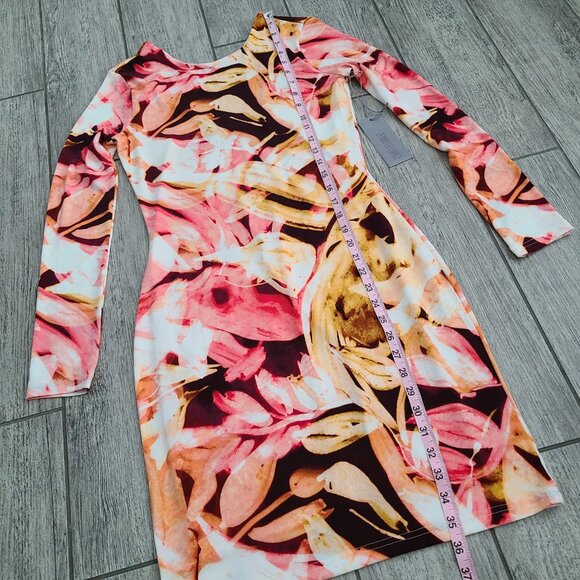 Jennifer Lopez Collection Women's Vibrant Long Sleeve Bodycon Dress Size S NWT - Picture 8 of 16